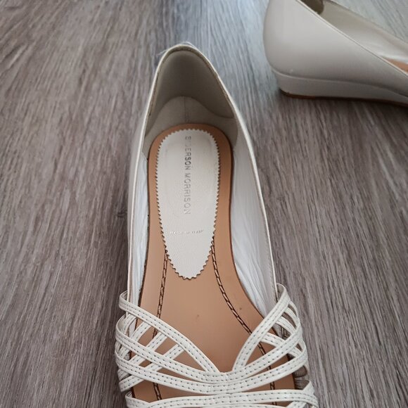 Sigerson Morrison Womens White Sandals Wedge Patent Leather Made in Italy - Picture 5 of 10